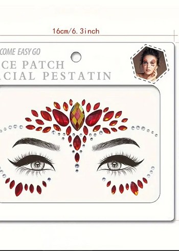 Kırmızı Taşlı Yüz Dekor Maskesi - Görsel 2