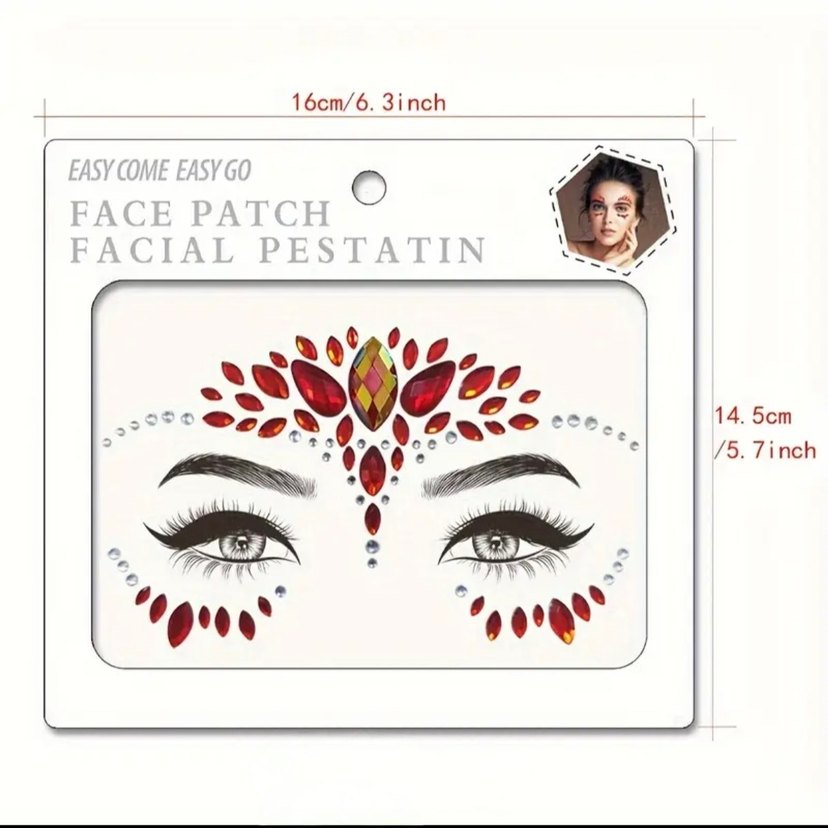 Kırmızı Taşlı Yüz Dekor Maskesi - Görsel 2