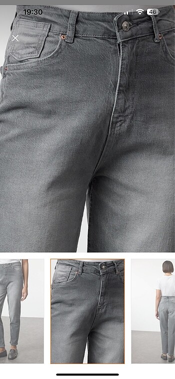 m Beden gri Renk Gri yüksek bel mom jean