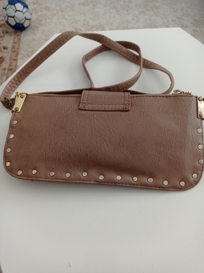 Bej Deri Kadın Omuz Çantası - Görsel 5