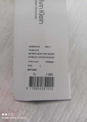 Calvin Klein Erkek Fitted Boxer 3'lü Beyaz Gri - Görsel 5