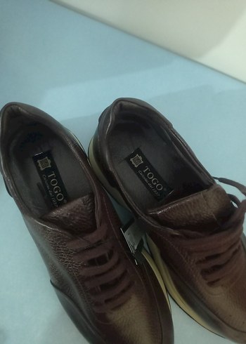 Kahverengi Deri Bağcıklı Erkek Spor Ayakkabı - Görsel 3