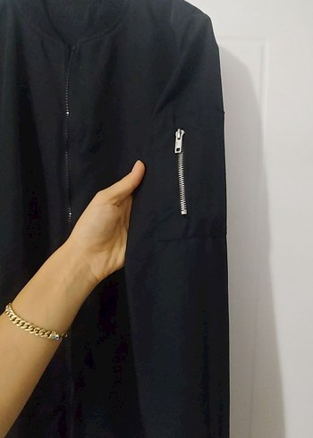 Diğer Siyah Kadın Midi Ceket, Fermuarlı, Minimalist