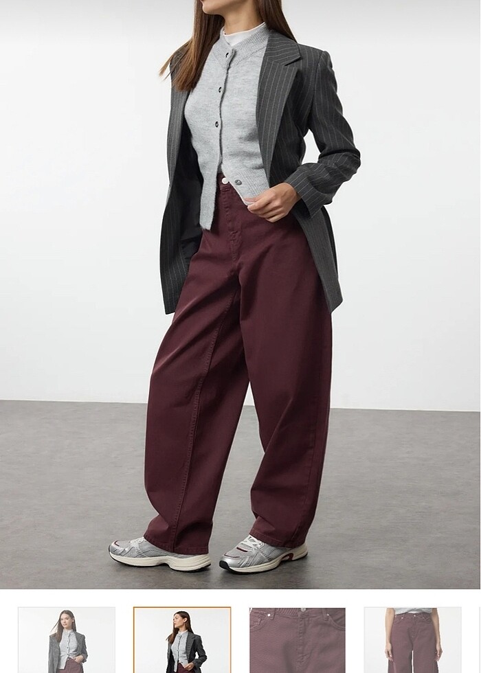 bordo baggy pantolon - Görsel 2