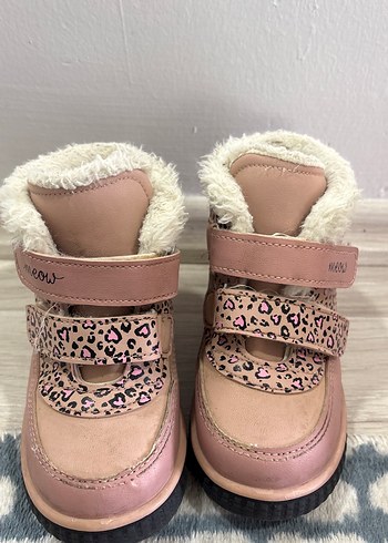 Pembe Leopar Desenli Kürklü Kız Botu