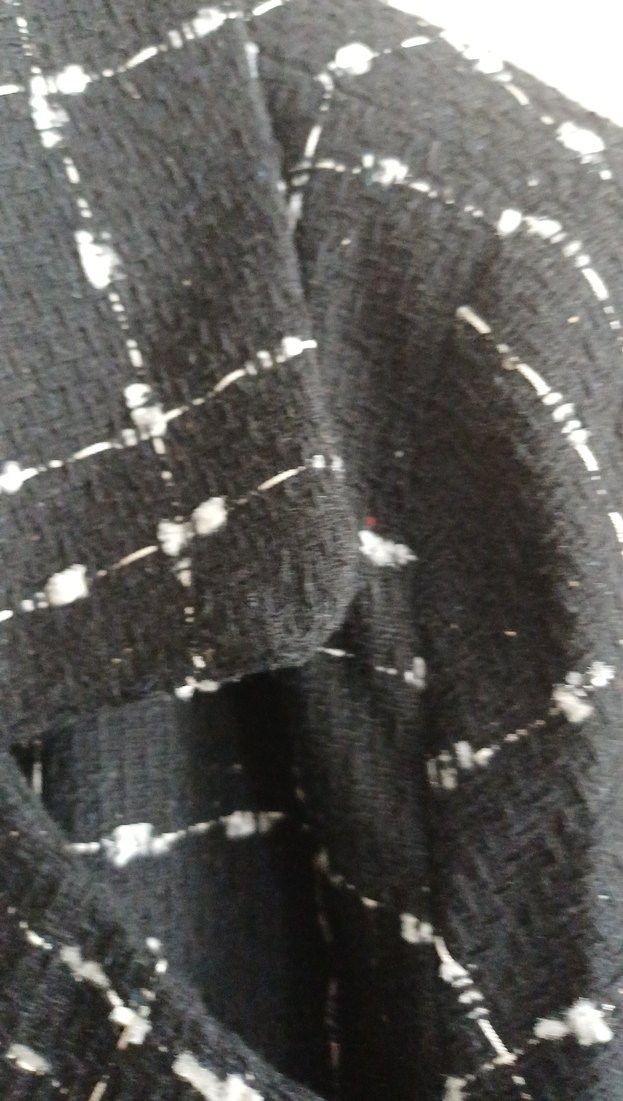 Düğmeli Siyah Mini Kareli Kadın Kaban - Görsel 5