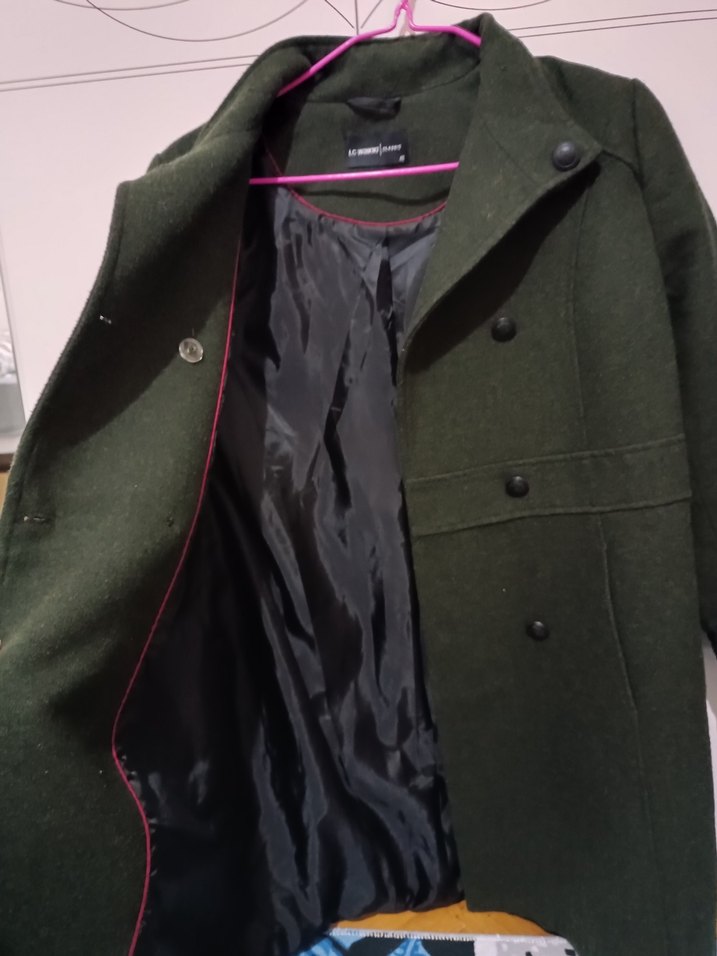 Haki Renkli Düğmeli Kadın Kaban - Görsel 2