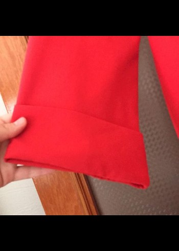 Kadın Kırmızı Uzun oranj ceket - Görsel 5