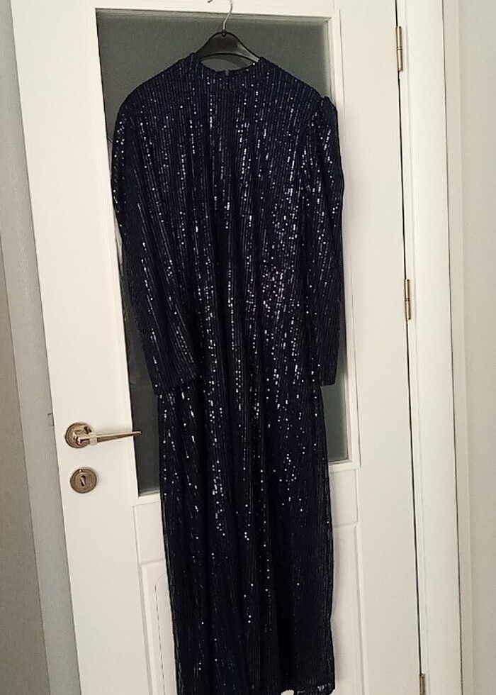 Payetli elbise lacivert 2 beden  - Görsel 2