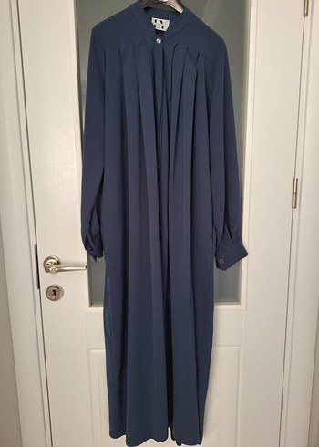 Uzun Kollu, Salaş Kesim Mavi Kadın Elbise - Görsel 2