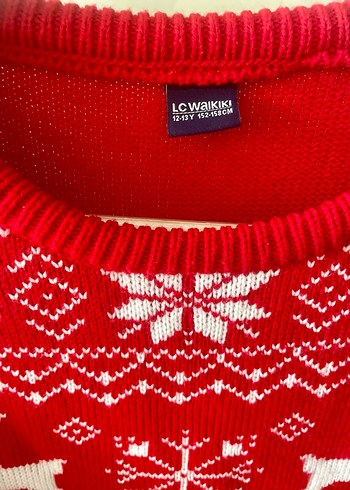 Kırmızı Desenli Triko Çocuk Kazak - Görsel 2