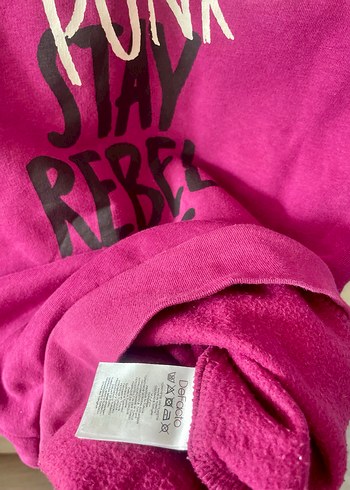 Pembe Punk Baskılı Kapüşonlu Çocuk Sweatshirt - Görsel 2