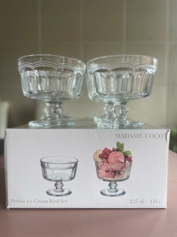 MADAME COCO 4'lü 2 set 235ml Cam Tatlı Seti - Görsel 2