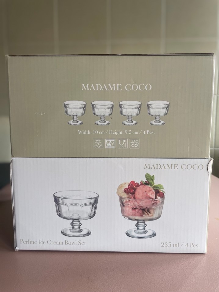 MADAME COCO 4'lü 2 set 235ml Cam Tatlı Seti - Görsel 5