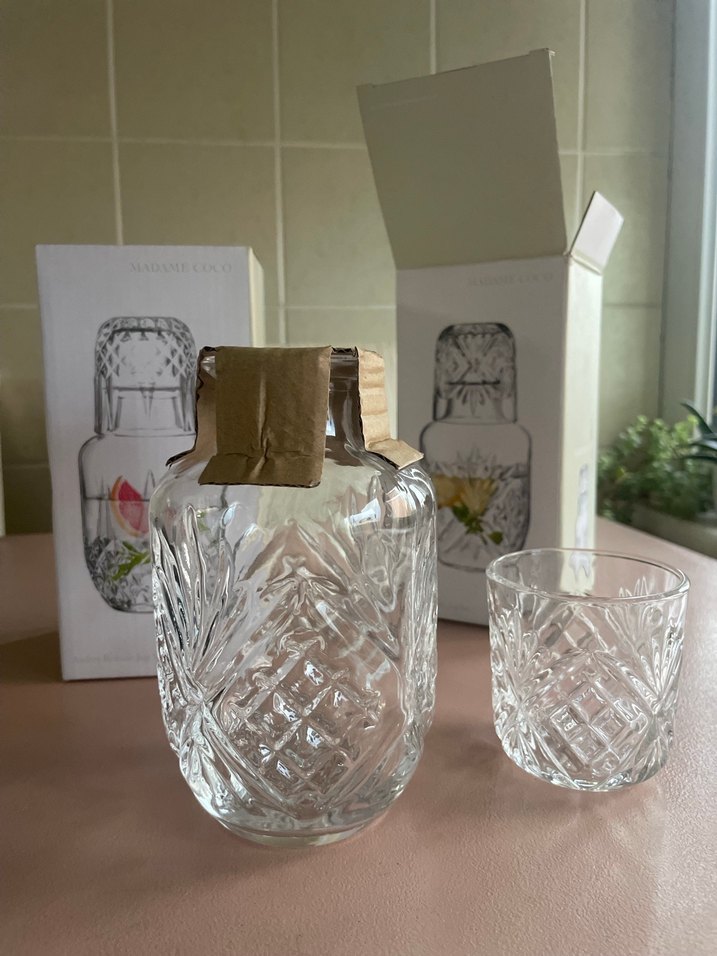 Madame Coco Kristal Desenli 2 Adet Sürahi-Bardak Seti - Görsel 4