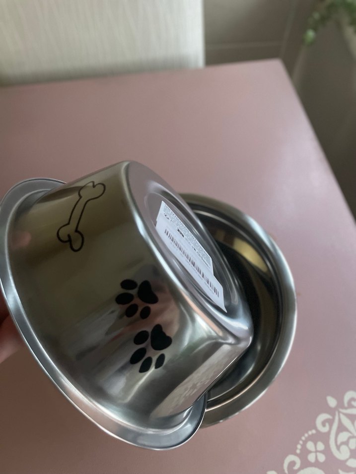 3 adet Gümüş Desenli Metal Mama Kabı, Rulo, Kürek Set - Görsel 5