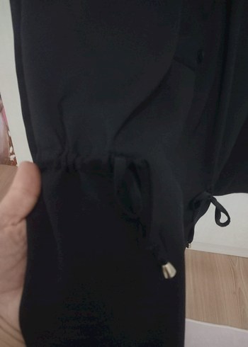 ayhan Siyah saten kadın elbise - Görsel 7