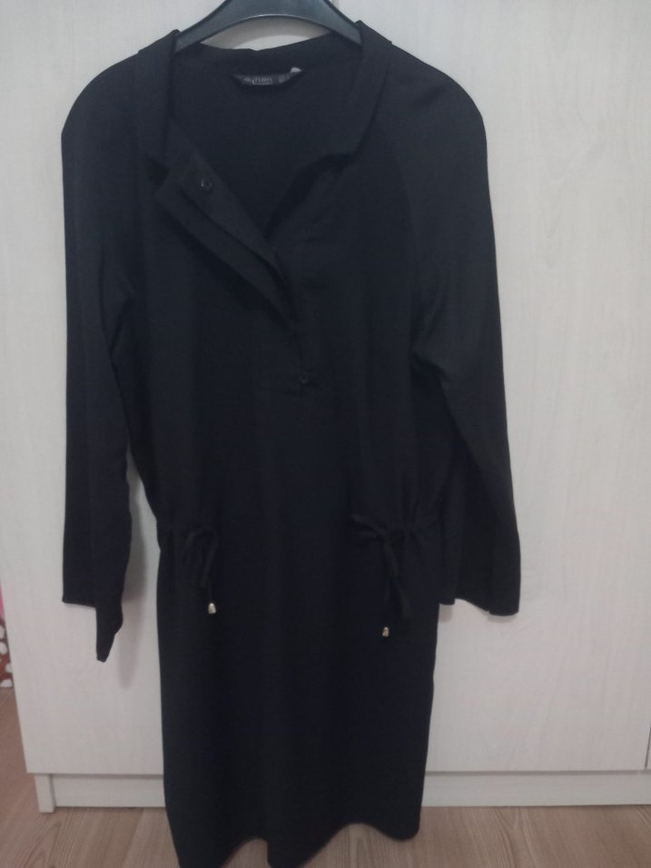 ayhan Siyah saten kadın elbise - Görsel 4