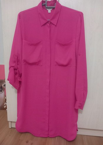 Pembe Uzun Kollu Kadın Gömlek tunik