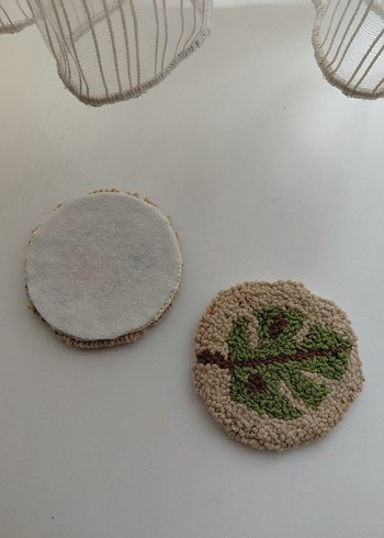 Bohem Tarzı Kabak ve Yaprak Desenli El Yapımı Bardak altlıgı - Görsel 3