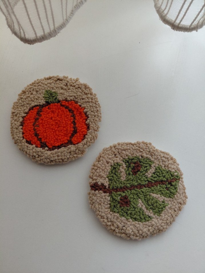 Bohem Tarzı Kabak ve Yaprak Desenli El Yapımı Bardak altlıgı - Görsel 2