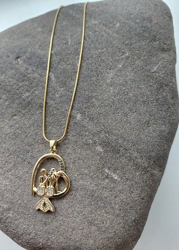 Uzun Zincirli Altın Renkli Deniz Kızı Kolye - Görsel 2