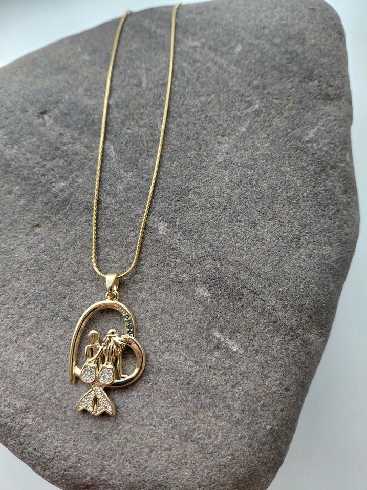 Uzun Zincirli Altın Renkli Deniz Kızı Kolye - Görsel 2