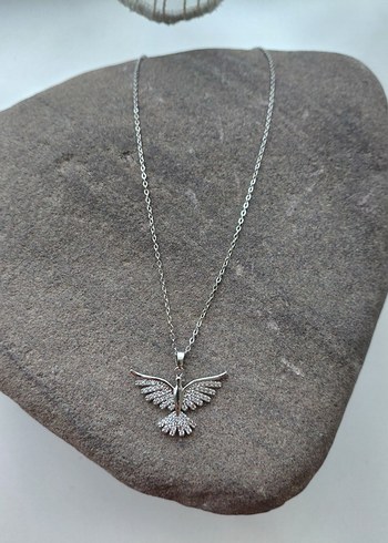 Gri Alka Kuş Figürlü Kadın Kolye - Görsel 2