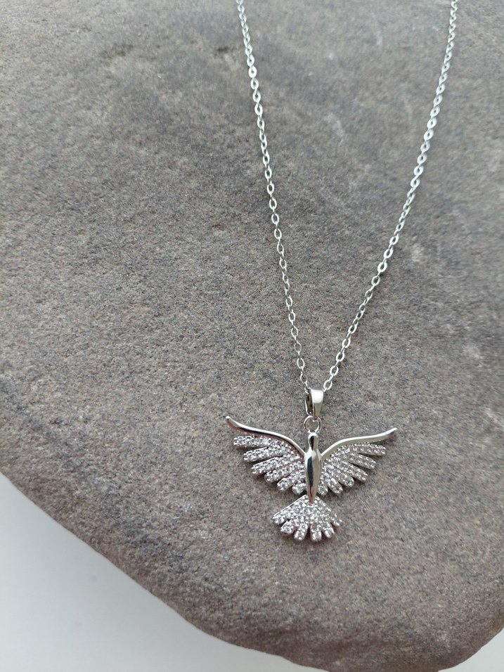 Gri Alka Kuş Figürlü Kadın Kolye - Görsel 4