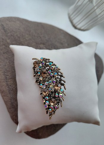 Pul İşlemeli Çok Renkli Vintage Broş - Görsel 2