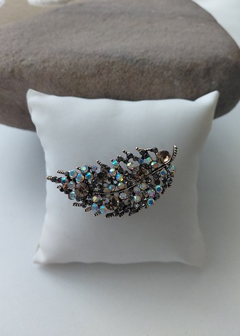 Pul İşlemeli Çok Renkli Vintage Broş - Görsel 3