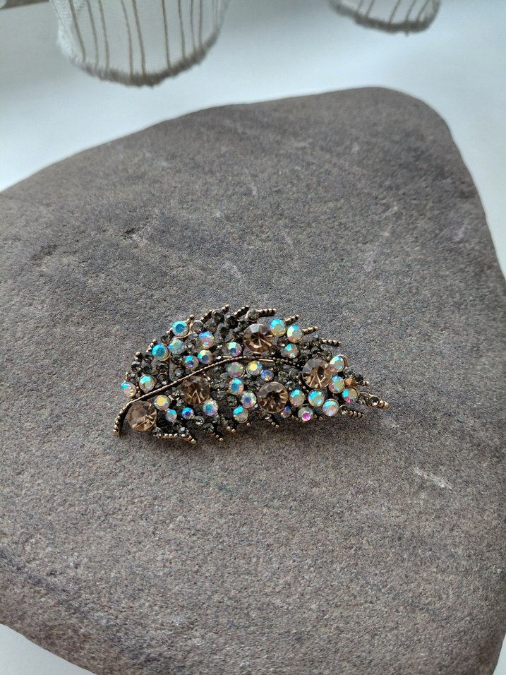Pul İşlemeli Çok Renkli Vintage Broş - Görsel 4