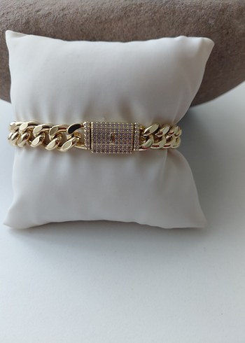 Zincir Detaylı Parlak Altın Gurmet Bileklik - Görsel 4