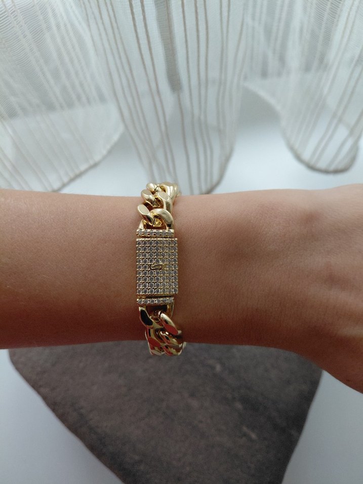 Zincir Detaylı Parlak Altın Gurmet Bileklik - Görsel 5