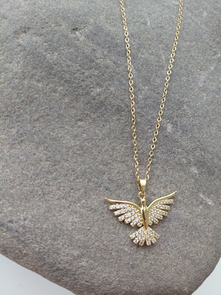 Altın Renkli Anka Kuşu Kadın Kolye - Görsel 3