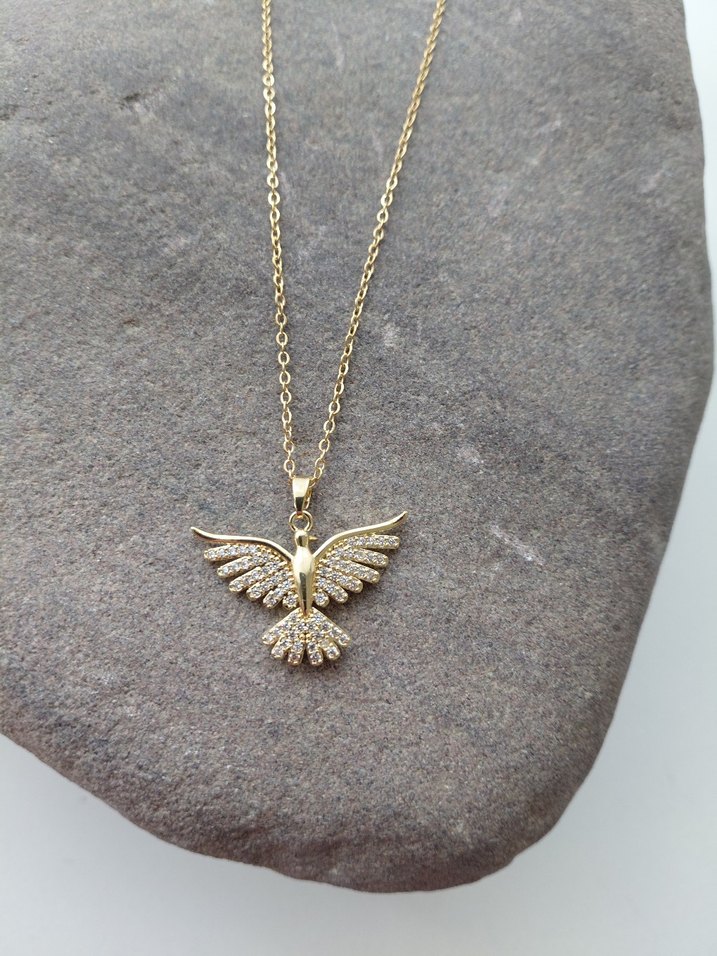 Altın Renkli Anka Kuşu Kadın Kolye - Görsel 2