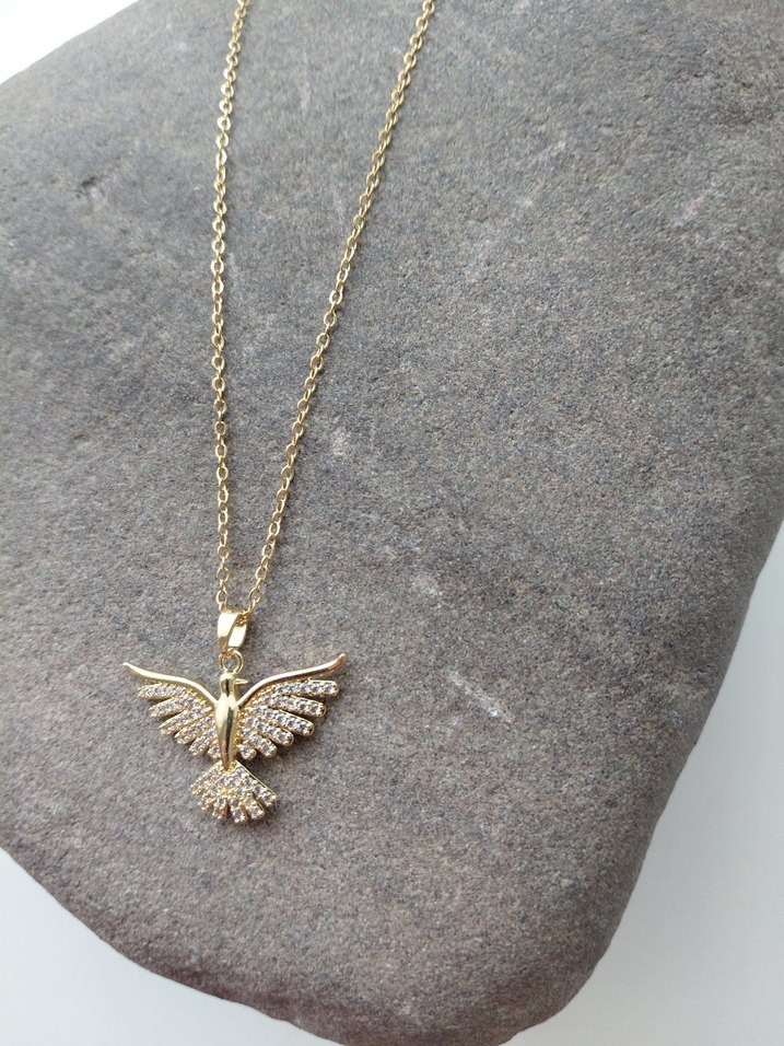 Altın Renkli Anka Kuşu Kadın Kolye - Görsel 4