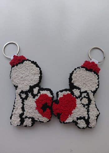 2'li Sevgili ve Çift Anahtarlığı Punch işlemeli Kalp Anahtarlık - Görsel 2