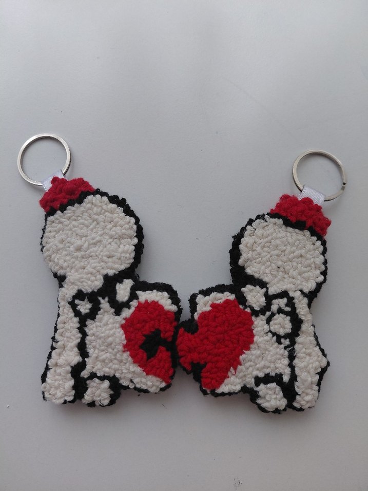 2'li Sevgili ve Çift Anahtarlığı Punch işlemeli Kalp Anahtarlık - Görsel 2