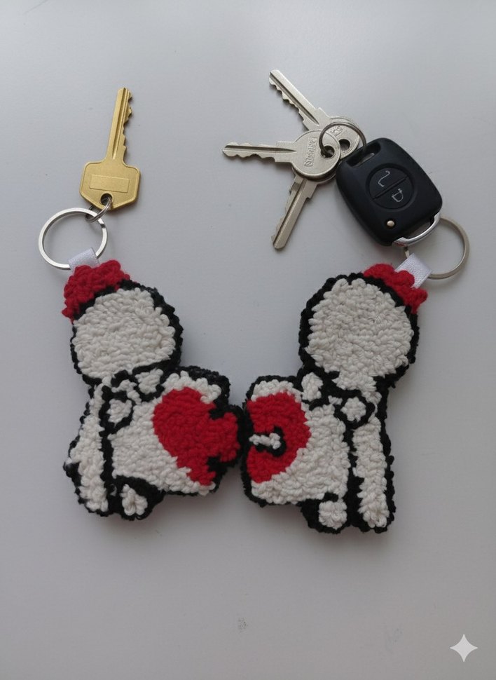 2'li Sevgili ve Çift Anahtarlığı Punch işlemeli Kalp Anahtarlık - Görsel 3