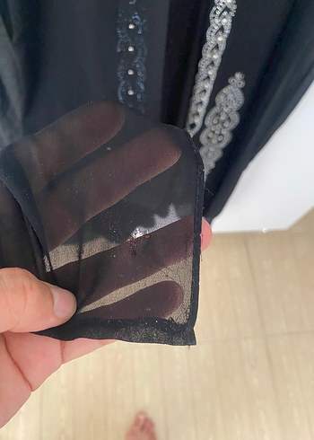 48 Beden siyah Renk Nakışlı Siyah Uzun Kollu Salaş Elbise