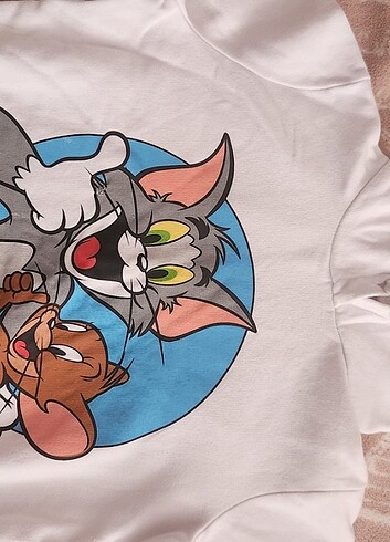 Tom ve Jerry Baskılı Kapşonlu Sweatshirt 