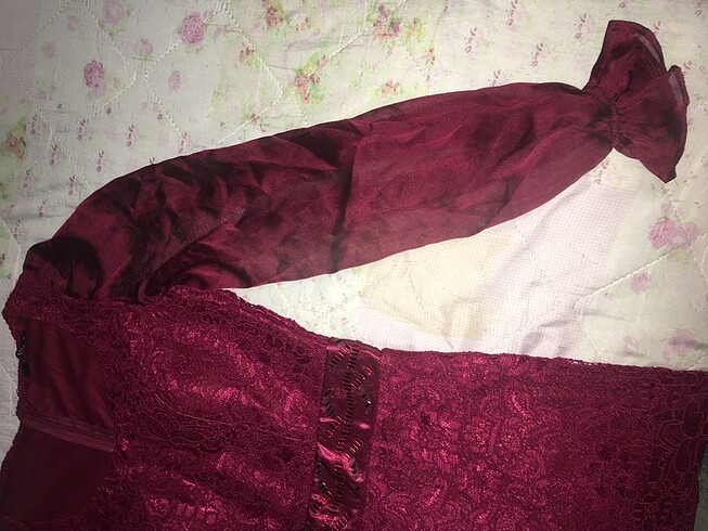 l Beden bordo Renk Elbise