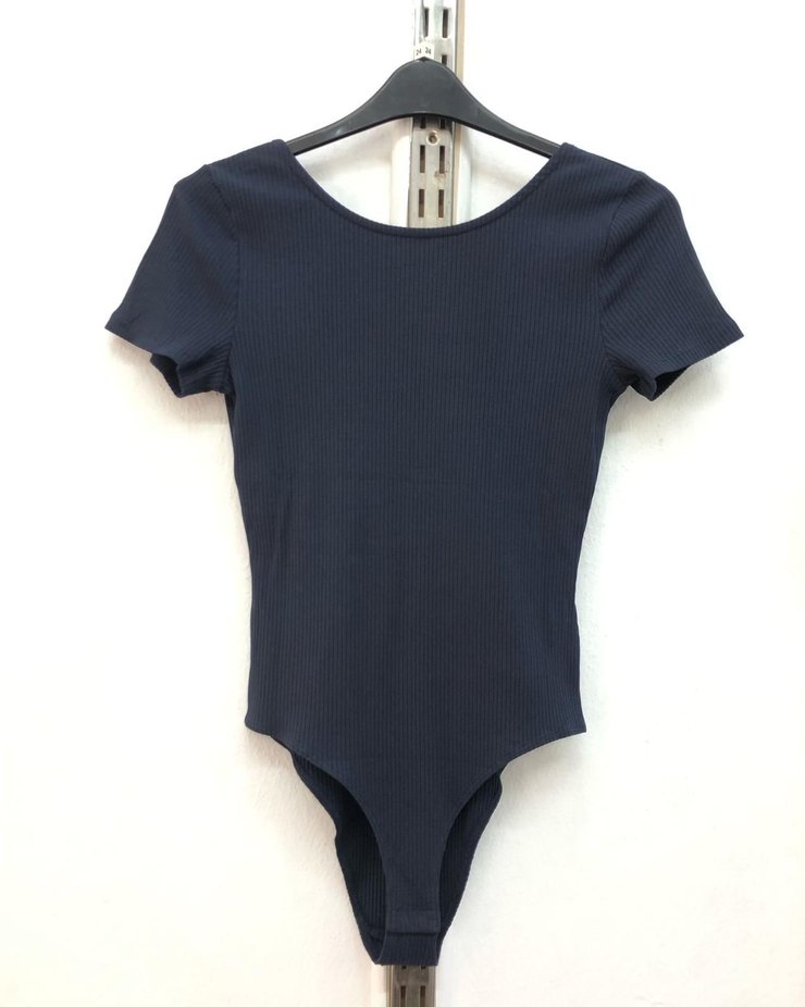 Kadın Lacivert Kısa Kollu Vücuda Oturan Mayo - Görsel 4