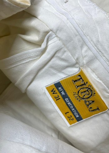 Beyaz Regular Fit Pamuklu Kemerli Erkek Pantolon - Görsel 4