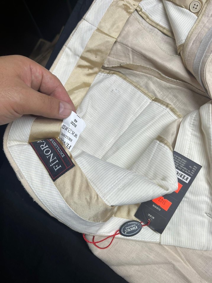 Düğmeli Beyaz Keten Kadın Pantolon - Görsel 3