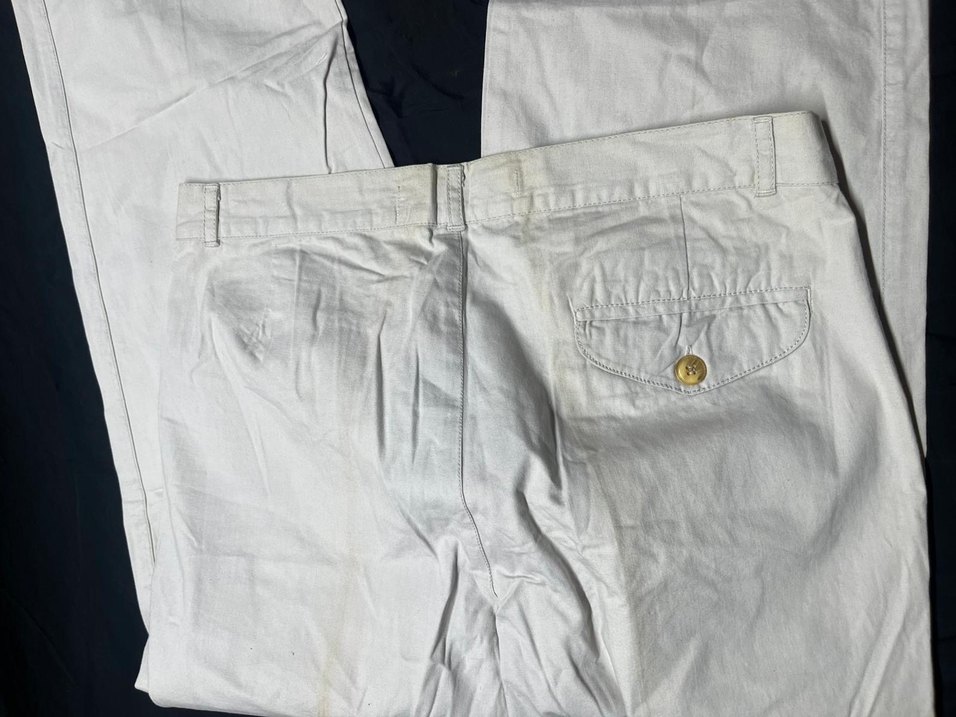 Düğmeli Beyaz Keten Kadın Pantolon - Görsel 2