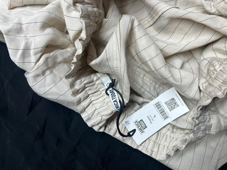 Kadın Gri Çizgili Keten Pilili Kumaş Pantolon - Görsel 4