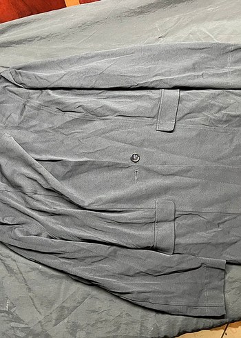 Düğmeli Gri Kadın Keten Blazer Ceket - Görsel 2