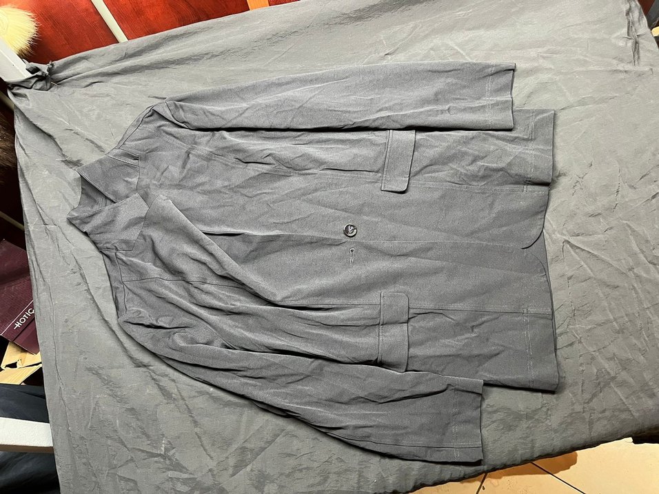 Düğmeli Gri Kadın Keten Blazer Ceket - Görsel 2